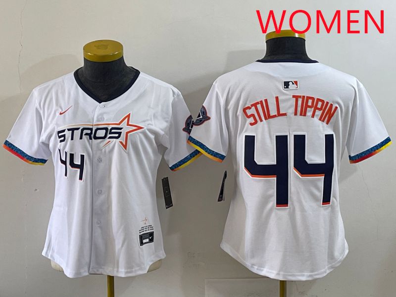 Women Houston Astros 44 Still Tippin White Four generations Joint Name 2025 Nike MLB Jersey style 4